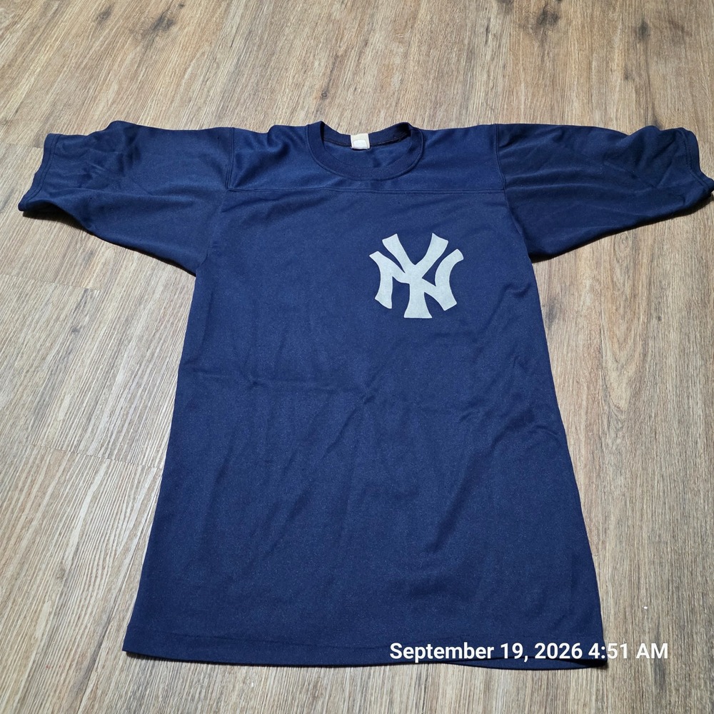 Vintage Mason New York Yankees Jersey Navy Blue Mesh Shirt 38-40 Made in USA
